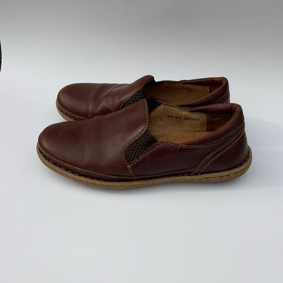 Born Mayflower II Brown Leather Comfort Insole Slip On Loafer Shoe SZ 7.5 Career - Picture 1 of 11